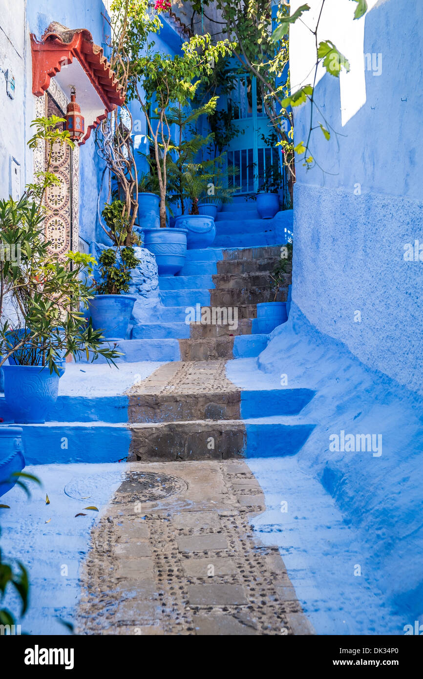 Il bel blu medina di Chefchaouen in Marocco Foto Stock