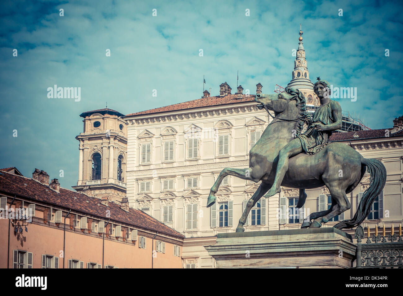 La famosa piazza San Carlo a Torino, Italia Foto Stock