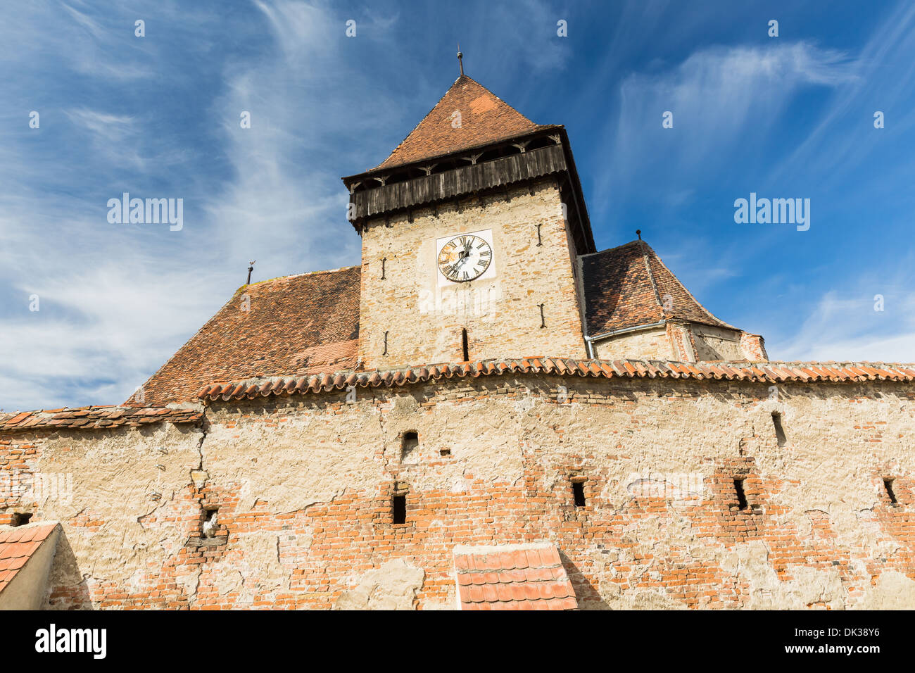 Chiesa fortificata di Axnte Sever Transilvania Romania Foto Stock