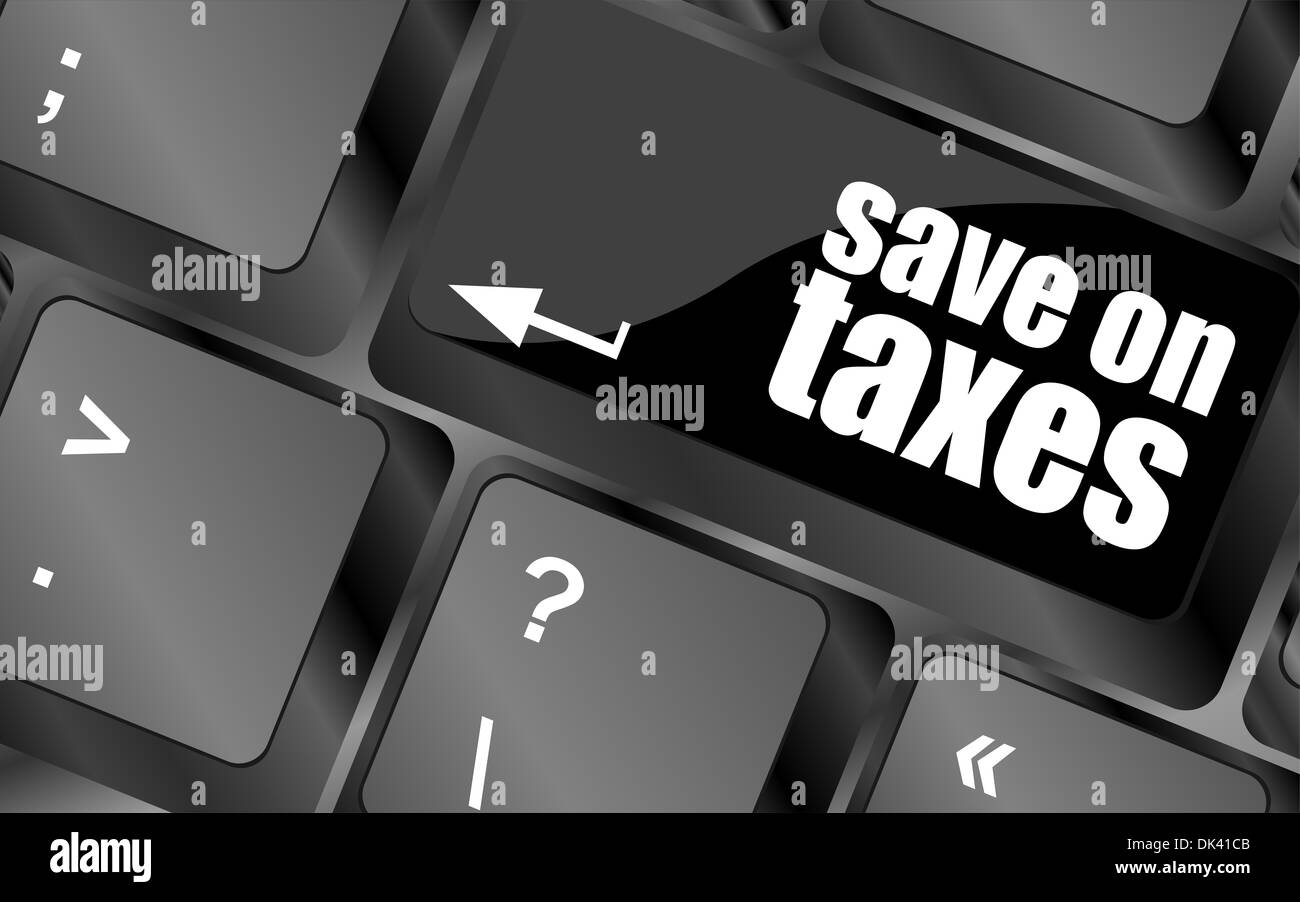 Risparmiare sulle imposte parola sulla tastiera dei portatili chiave, la concezione di business Foto Stock