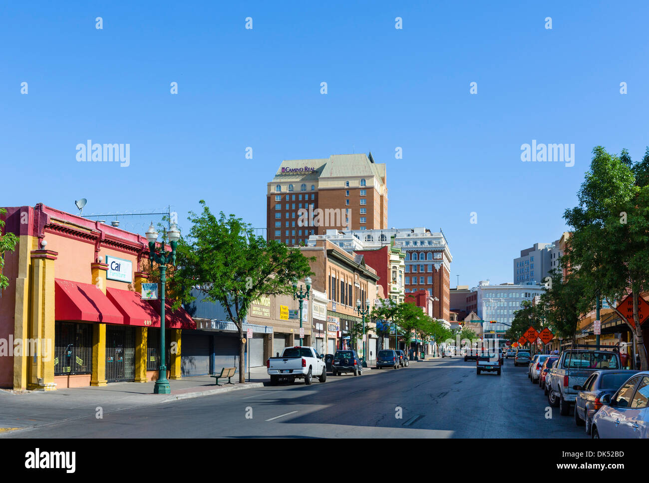 A sud di El Paso Street nel centro di El Paso, Texas, Stati Uniti d'America Foto Stock