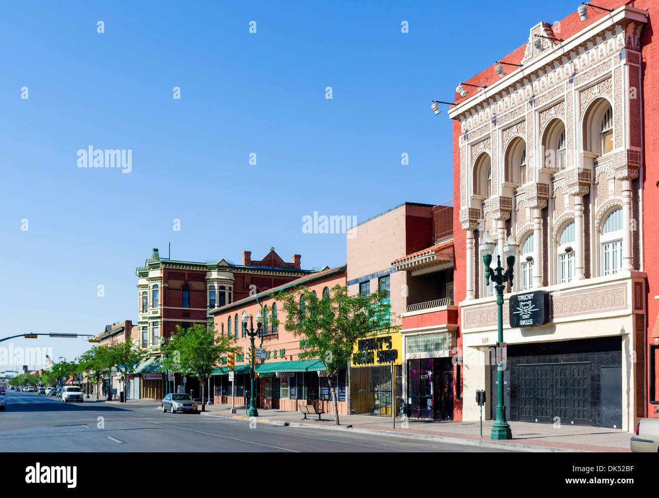 A sud di El Paso Street nel centro di El Paso, Texas, Stati Uniti d'America Foto Stock