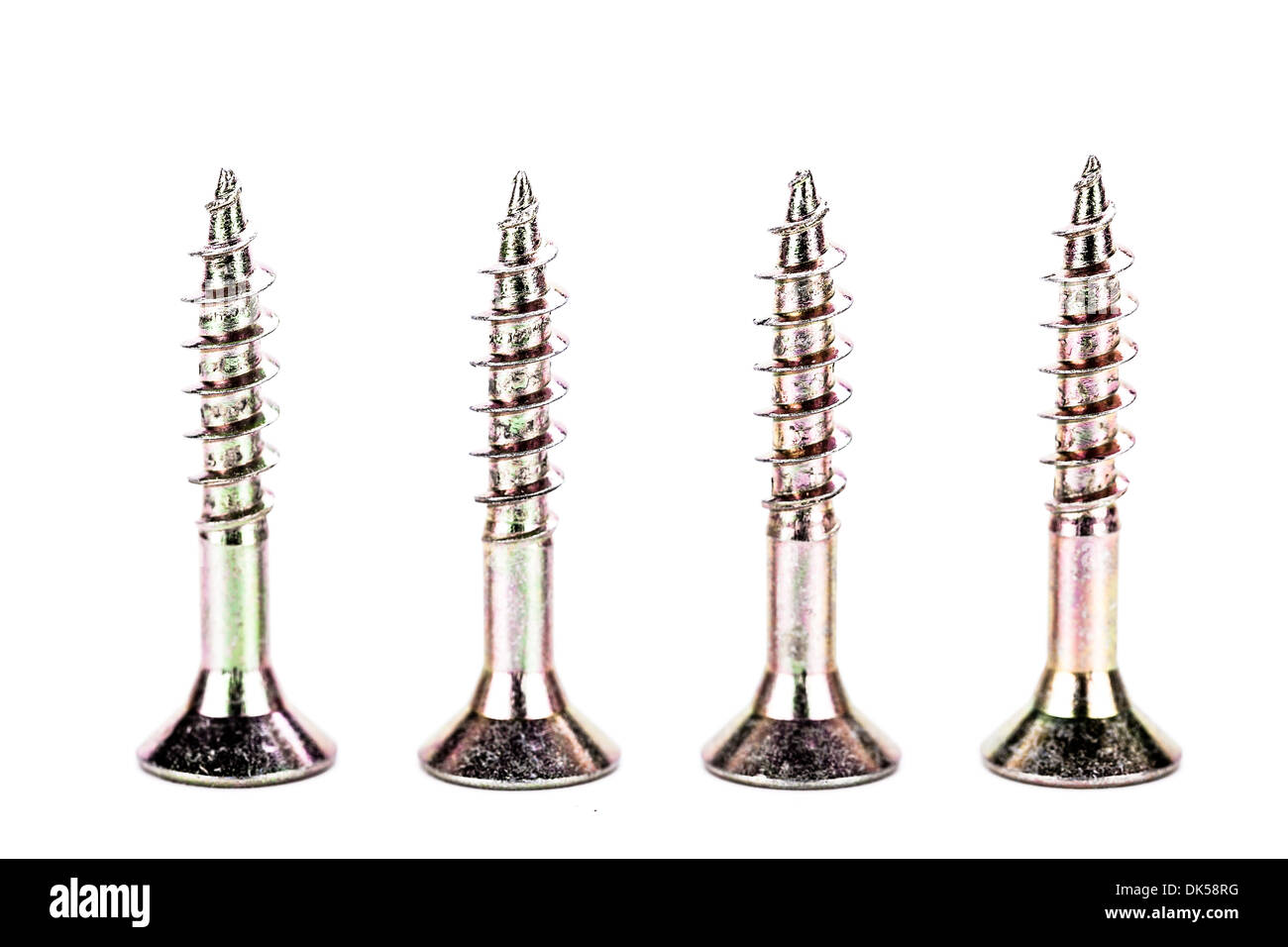 Silver hardware di carpenteria metallica per il fai da te in acciaio viti macro isolato Foto Stock