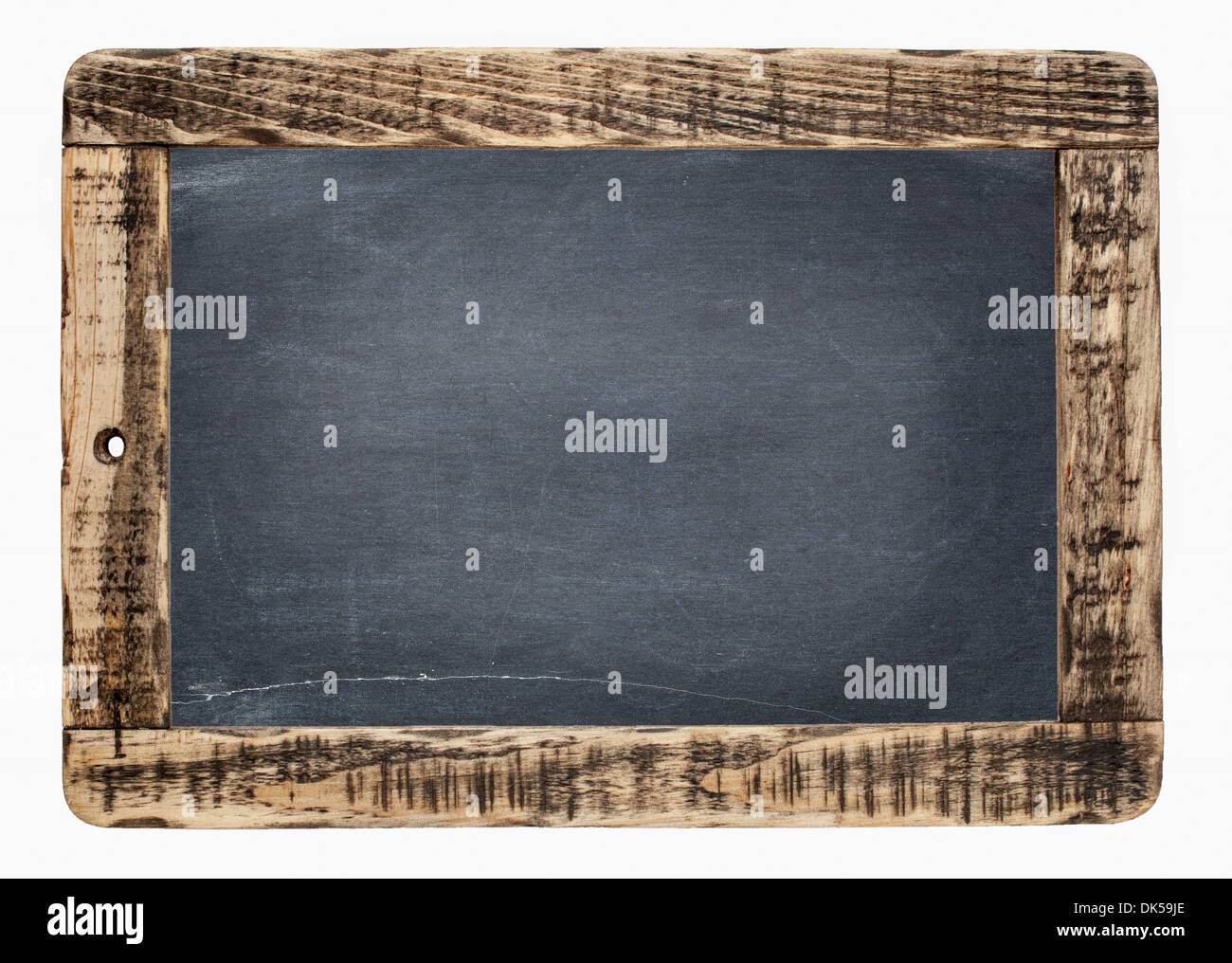 Vuoto lavagna in ardesia con chalk texture in ruvida telaio in legno Foto Stock