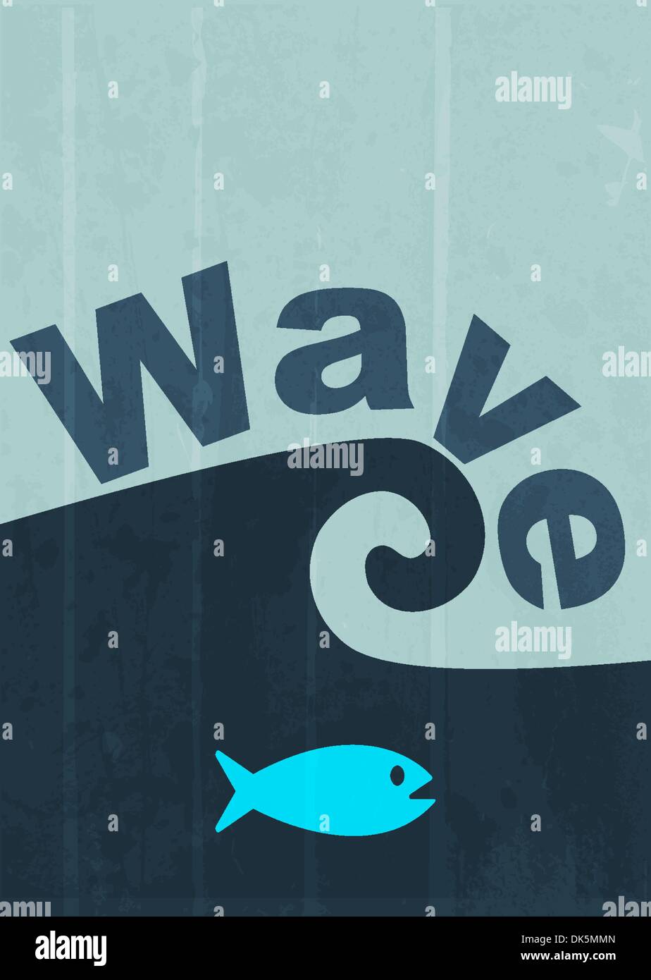 Abstract concept design del mare. Wave stampa lo sfondo Illustrazione Vettoriale