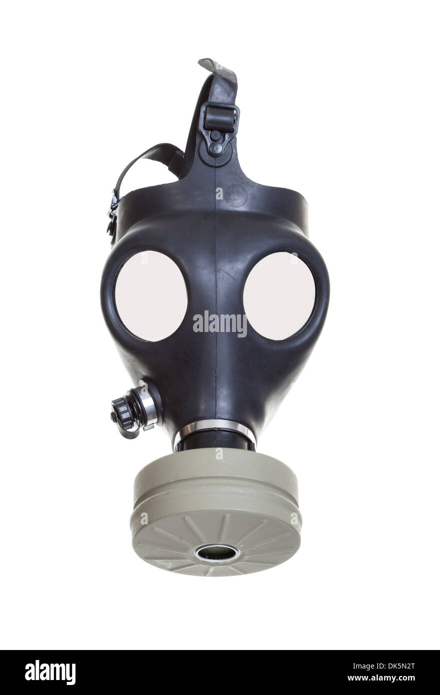 Vecchio vintage maschera a gas su uno sfondo bianco. Foto Stock