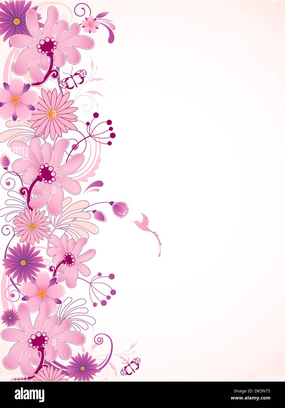 Vettore sfondo floreale con fiori di colore rosa Illustrazione Vettoriale