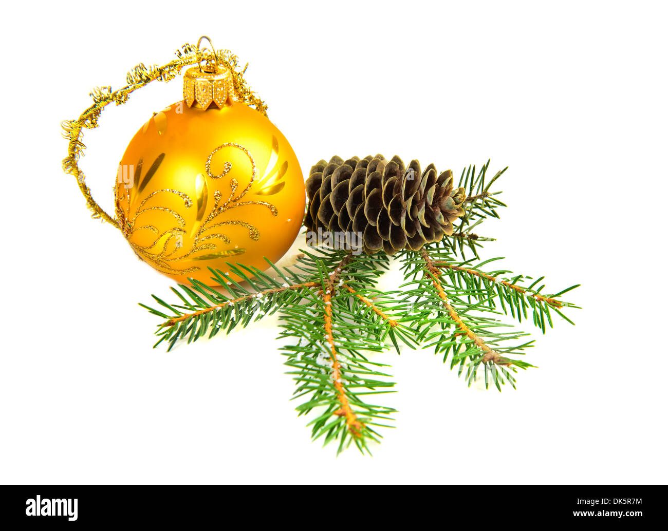 Decorazione di Natale cono a sfera albero di pino Foto Stock