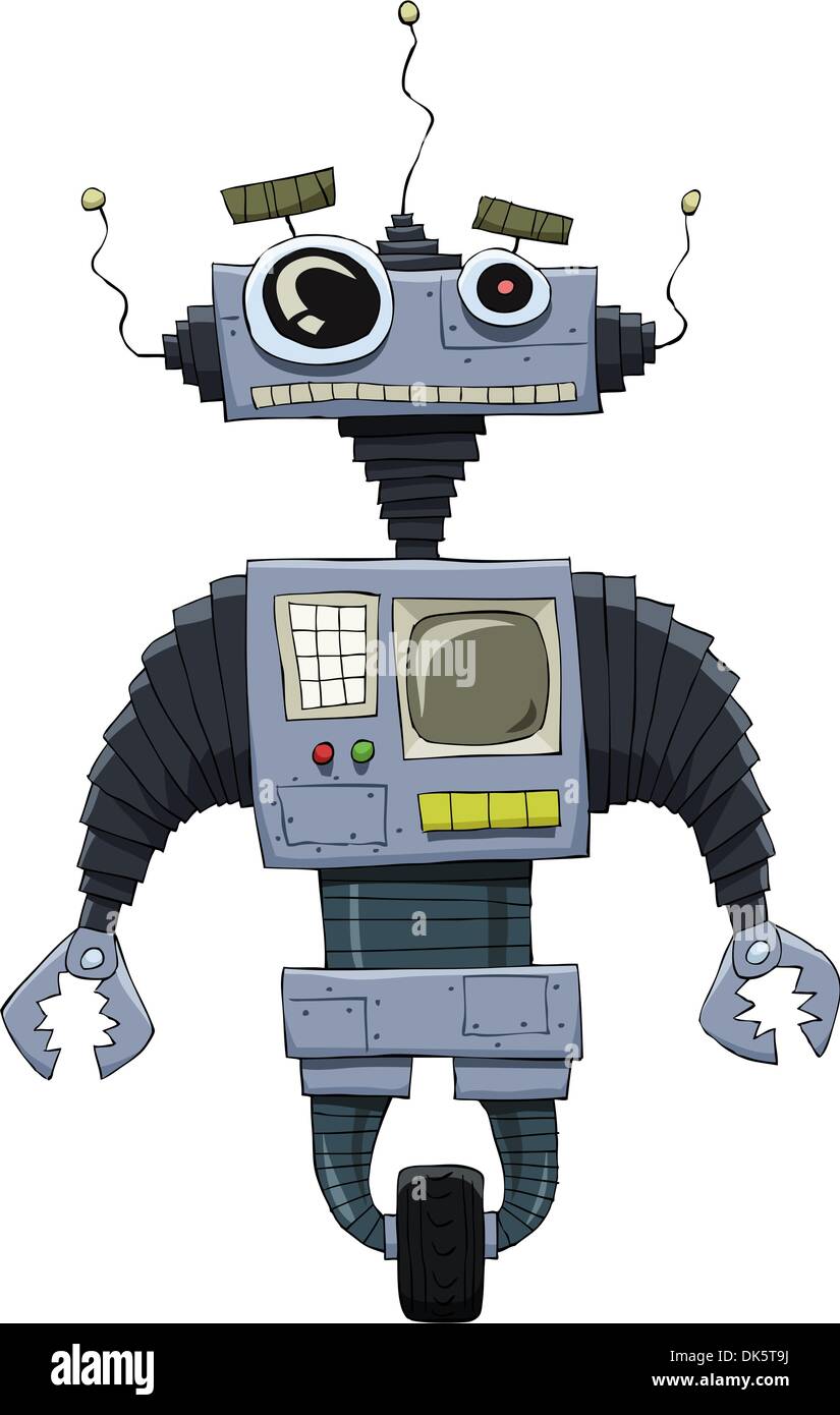 Robot su uno sfondo bianco, illustrazione vettoriale Illustrazione Vettoriale