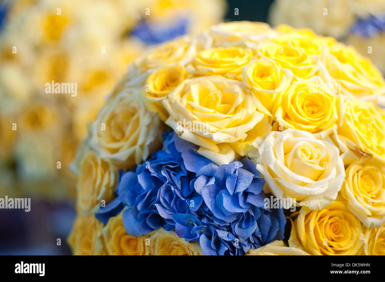 Fiori di Rose bouquet di fiori gialli romanticismo di stile e arredamento elegante Foto Stock