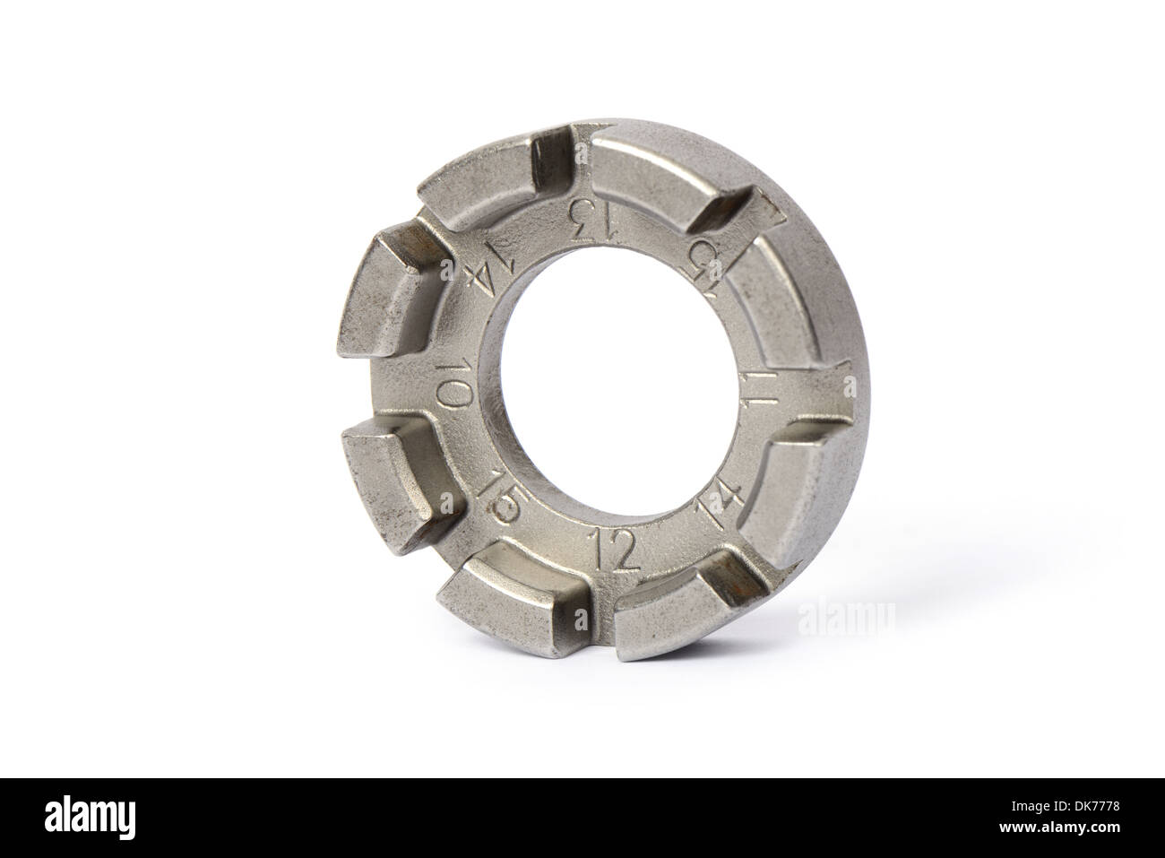 Nipplo per raggi regolare l'attrezzo isolato su sfondo bianco Foto Stock