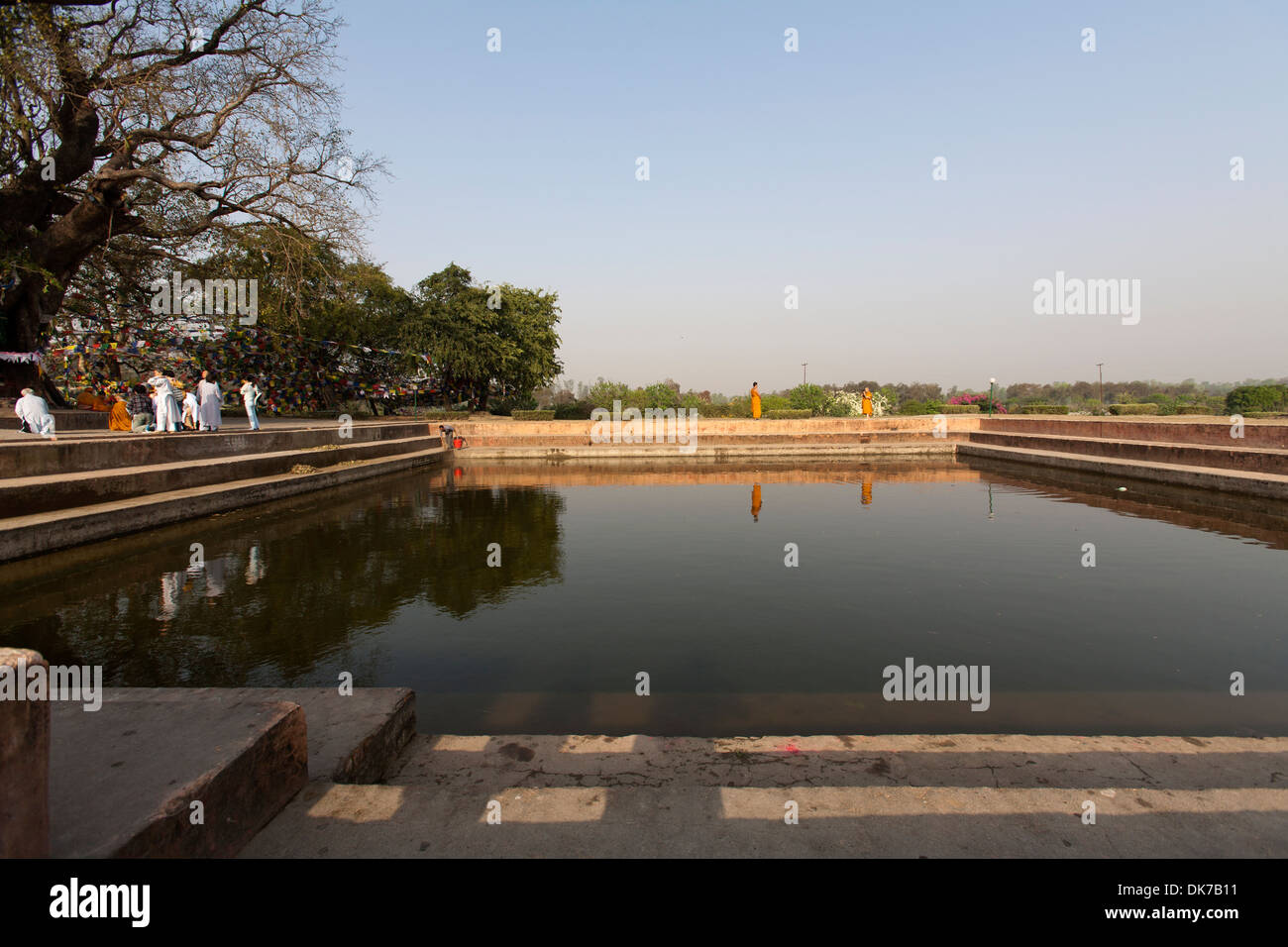 Il sacro piscina balneare nota come Puskarni. Si è creduto che Maya Devi ha preso un bagno in questa piscina prima della consegna di Siddharta Gautama. Lumbini, il Nepal Foto Stock