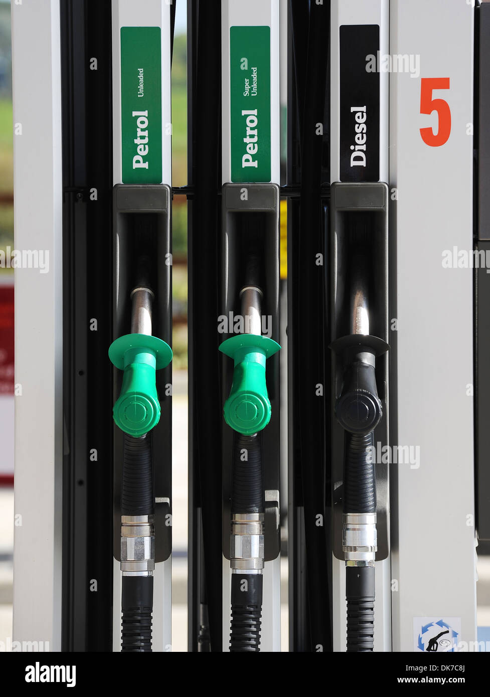 Pompa benzina, stazione di rifornimento di carburante o di pompe di benzina, Gran Bretagna, Regno Unito Foto Stock