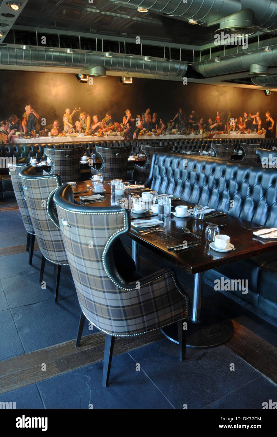 La sala da pranzo, Cameron House Hotel, Loch Lomond, West Dumbartonshire, Scozia Foto Stock