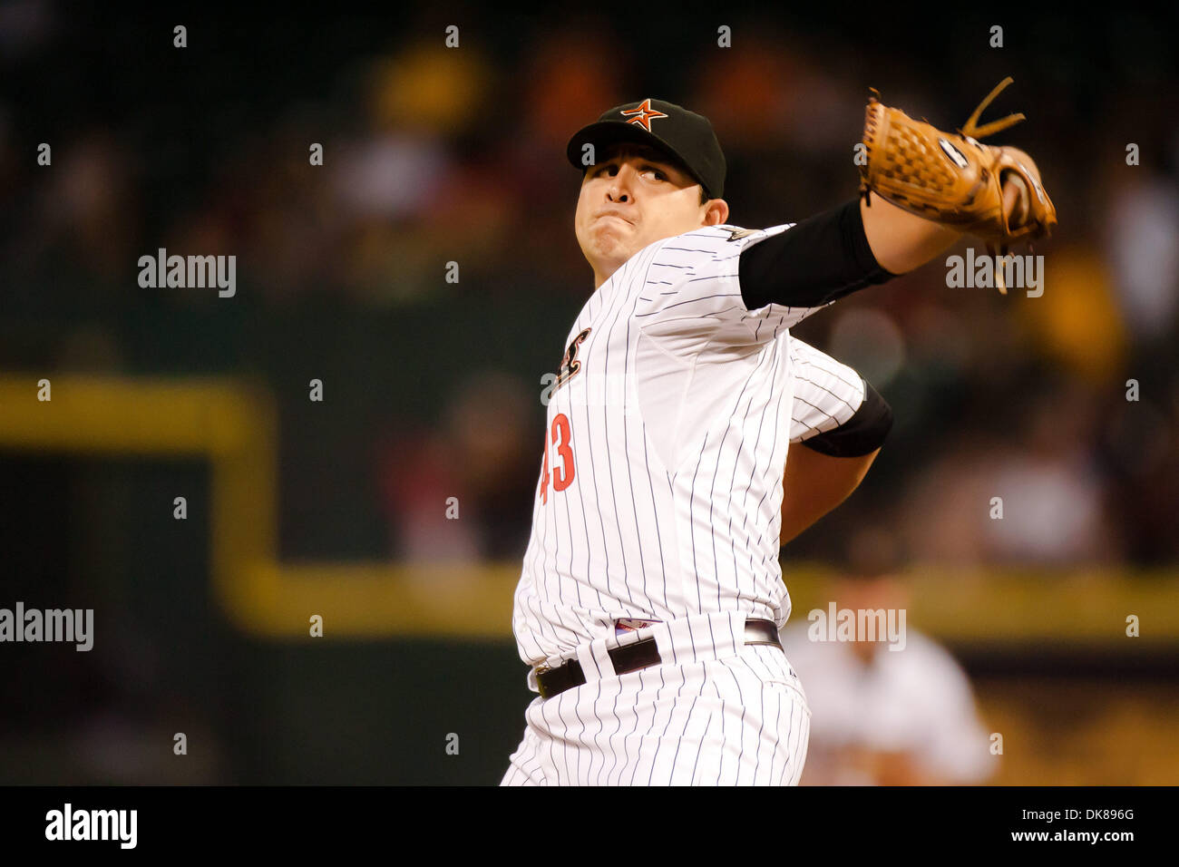 Luglio 15, 2011 - Houston, Texas, Stati Uniti - Houston Astros brocca Fernando Rodriguez (43) contro i pirati. Pittsburgh Pirates battere Houston Astros 4 - 0 al Minute Maid Park a Houston in Texas. (Credito Immagine: © Juan DeLeon/Southcreek globale/ZUMAPRESS.com) Foto Stock