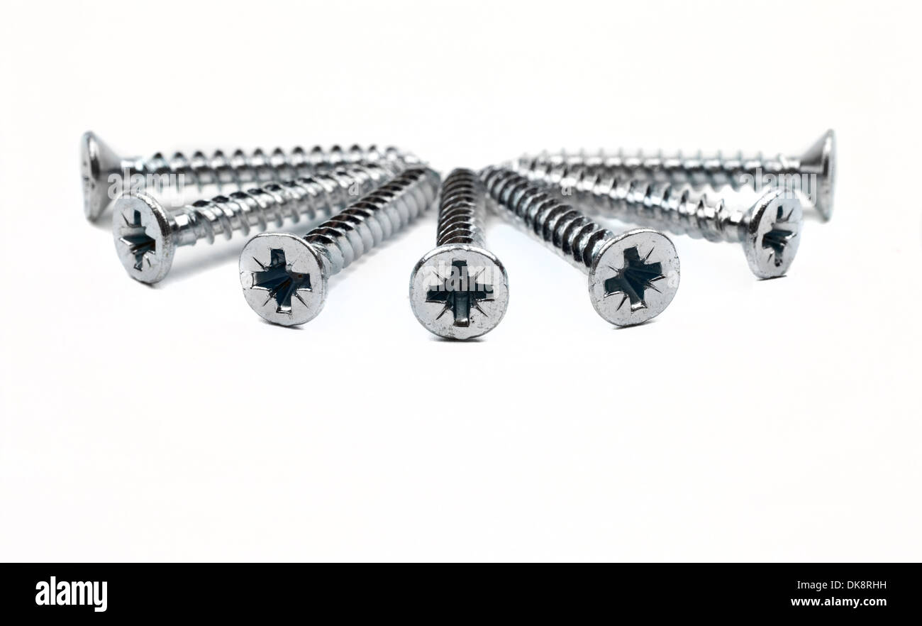Viti su uno sfondo bianco. Foto Stock
