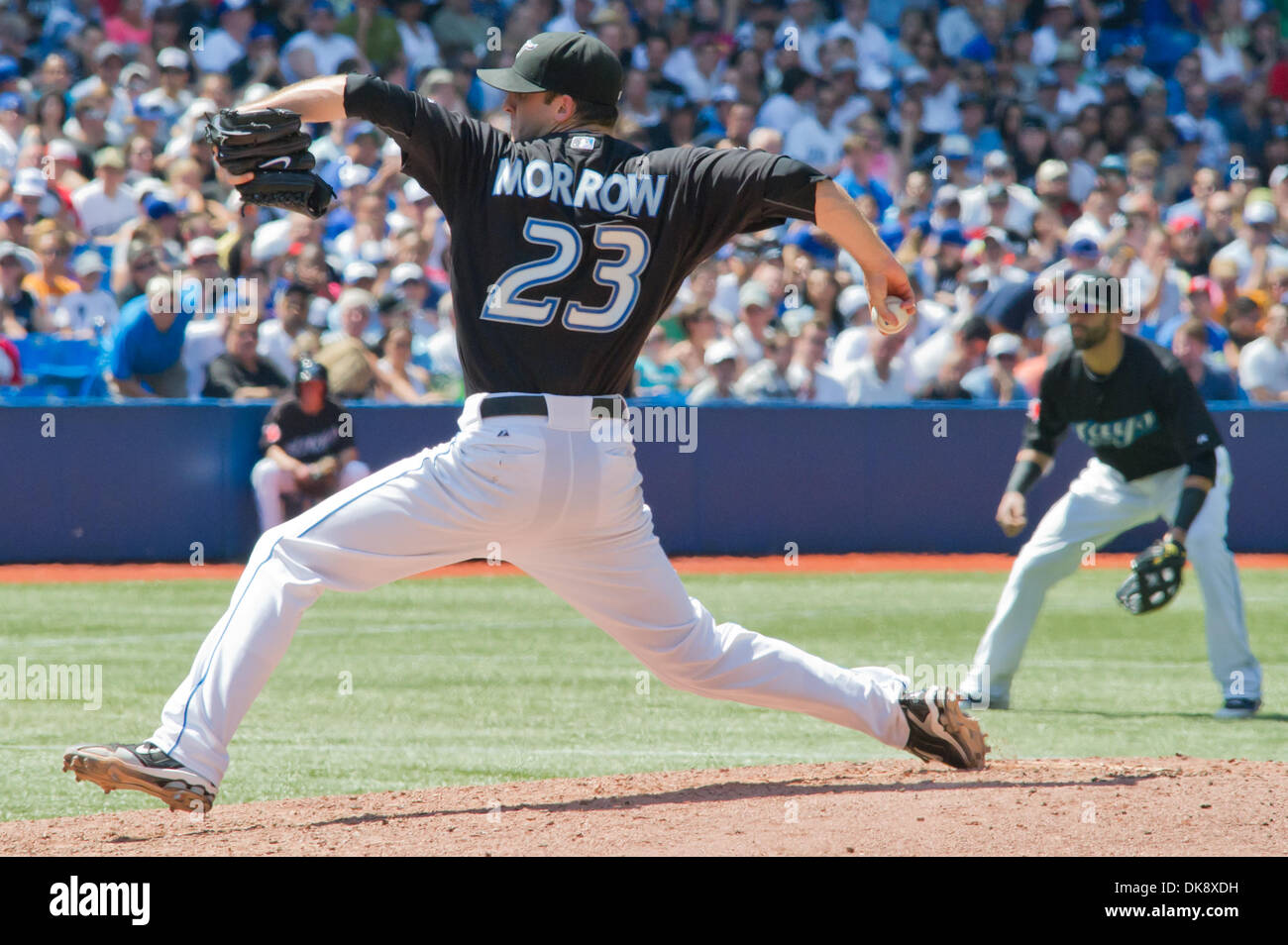Luglio 31, 2011 - Toronto, Ontario, Canada - Toronto Blue Jays Pitcher Brandon Morrow (23) in azione contro il Texas Rangers. Il Toronto Blue Jays sconfitto il Texas Rangers 7 - 3 presso il Rogers Centre Toronto Ontario. (Credito Immagine: © Keith Hamilton/Southcreek globale/ZUMAPRESS.com) Foto Stock