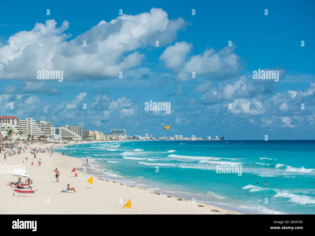 Spiaggia di Cancun panorama, Messico Foto Stock