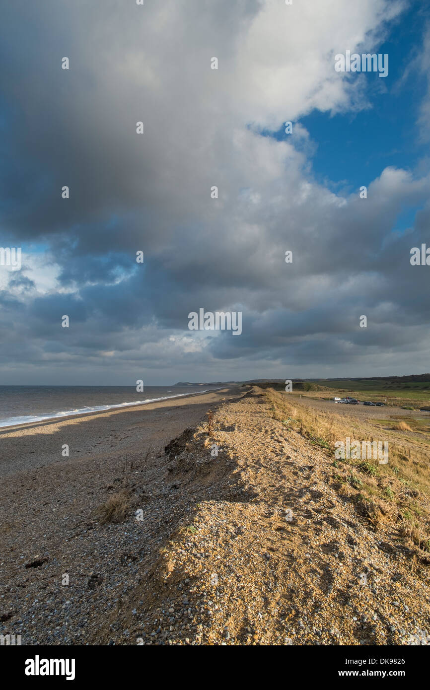 Vista della banca di scandole a Salthouse, Norfolk, Inghilterra, Novembre Foto Stock