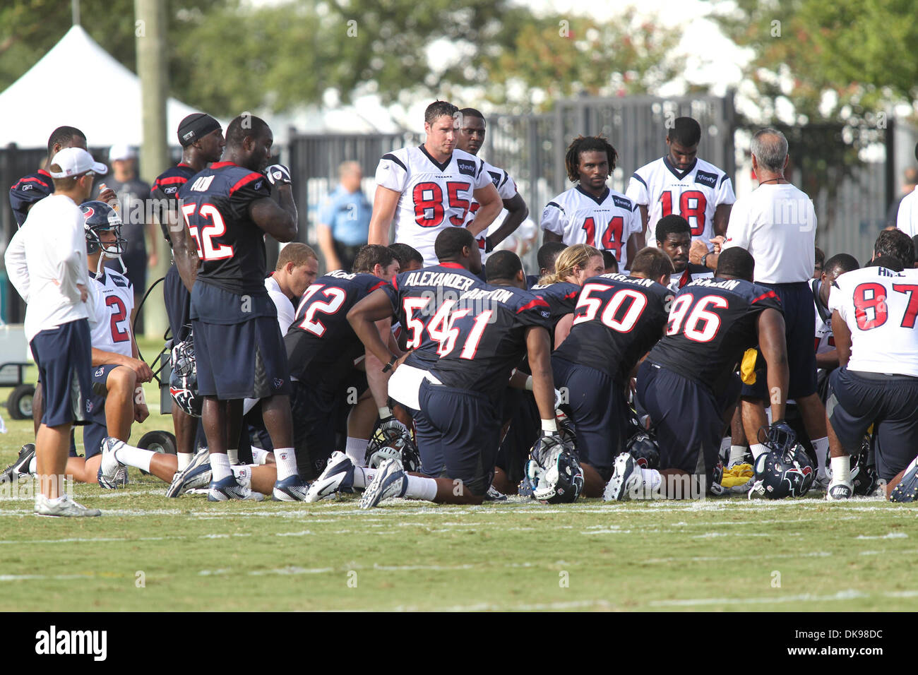 Agosto 13, 2011 - Houston, Texas, Stati Uniti - Houston Texans training camp presso il Methodist Training Facility a Houston in Texas. (Credito Immagine: Â© Luis Leyva/Southcreek globale/ZUMAPRESS.com) Foto Stock