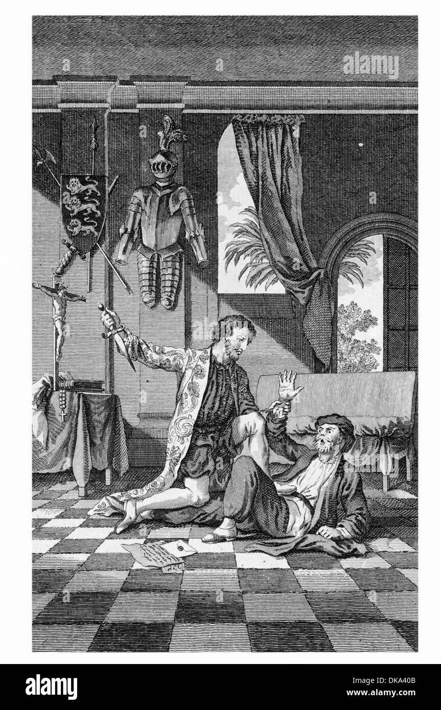 Il re Edoardo I di Inghilterra mentre il Principe di Galles uccidere l'assassino che ha ferito con un pugnale avvelenato in Terra Santa Foto Stock