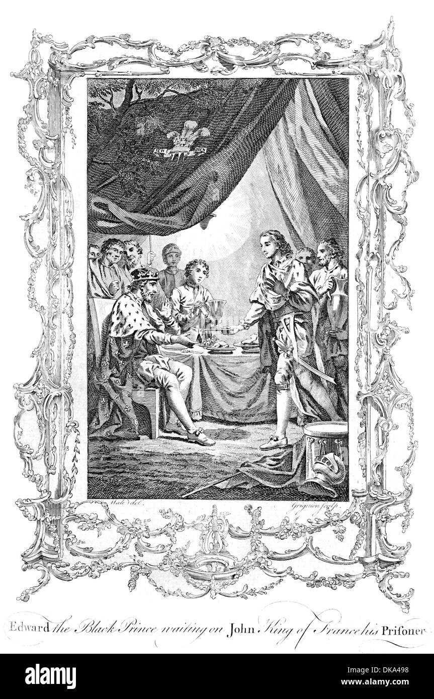 Edoardo il Principe Nero, per l'attesa di Giovanni Re di Francia suo prigioniero Foto Stock