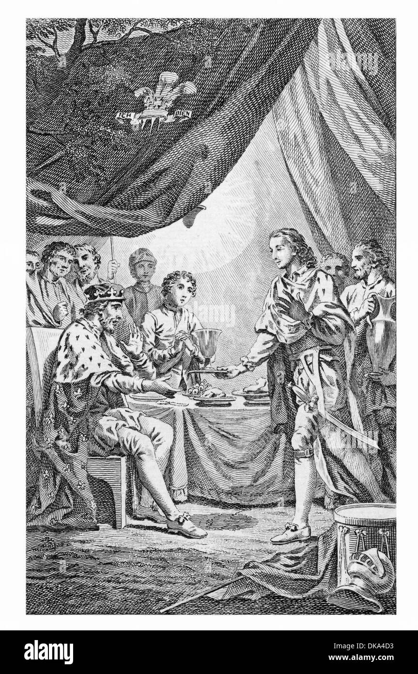 Edoardo il Principe Nero, per l'attesa di Giovanni Re di Francia suo prigioniero Foto Stock