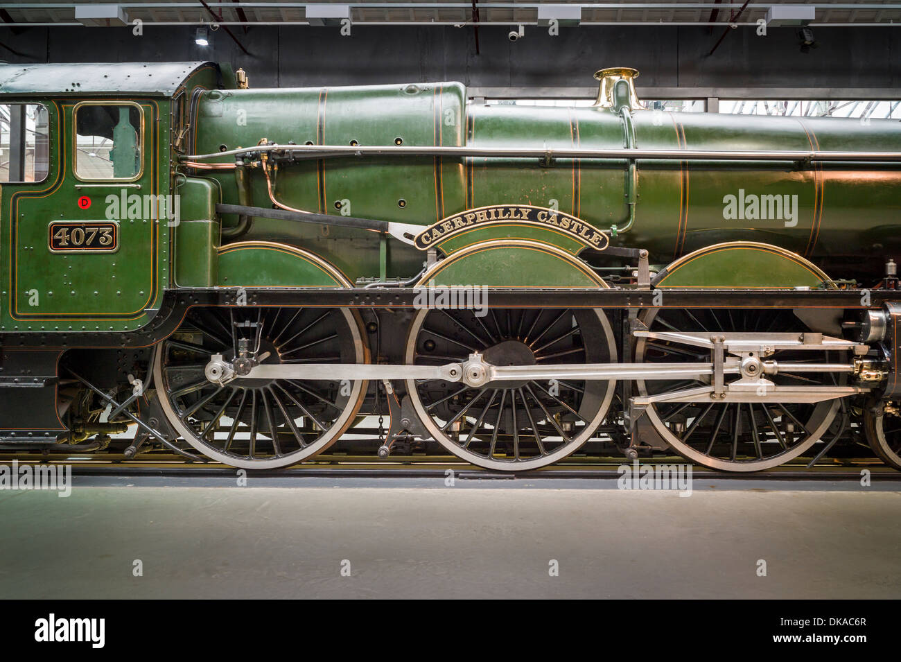 Ruote motrici di 4073 Castello di Caerphilly GWR storica locomotiva a vapore Foto Stock