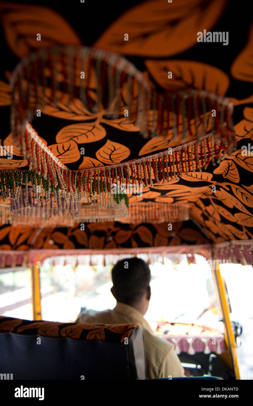 Forma di cuore all'interno di un rickshaw, India Foto Stock
