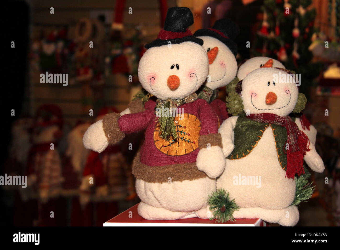 Pupazzi di neve le decorazioni di Natale Foto Stock