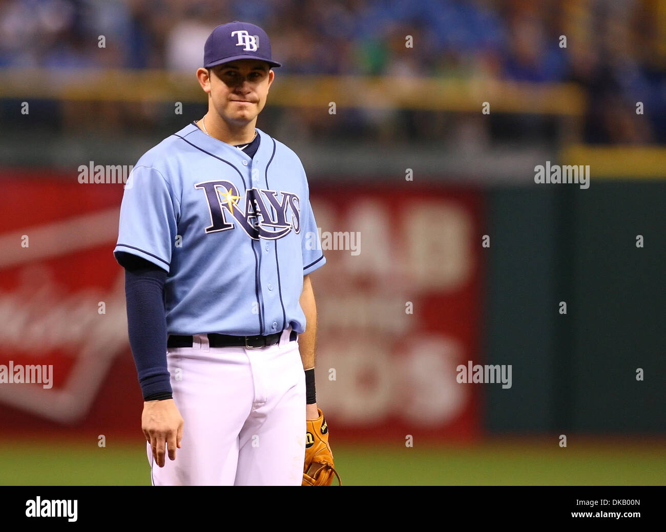 Sett. 25, 2011 - San Pietroburgo, Florida, Stati Uniti - Tampa Bay Rays terzo baseman Evan Longoria (3) durante una partita di baseball tra il Tampa Bay Rays e il Toronto Blue Jays a Tropicana campo. (Credito Immagine: © Luca Johnson/Southcreek globale/ZUMApress.com) Foto Stock