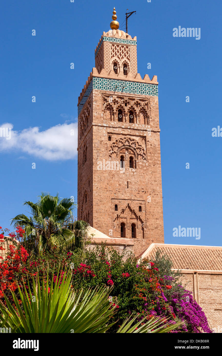 La Moschea di Koutoubia e giardini, Marrakech, Marocco Foto Stock