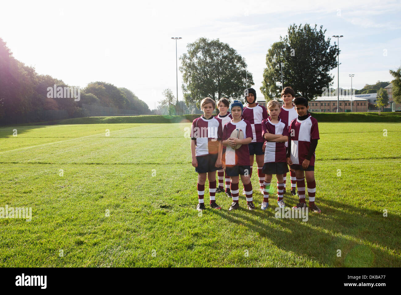 Ritratto di gruppo di adolescenti schoolboy rugby Foto Stock