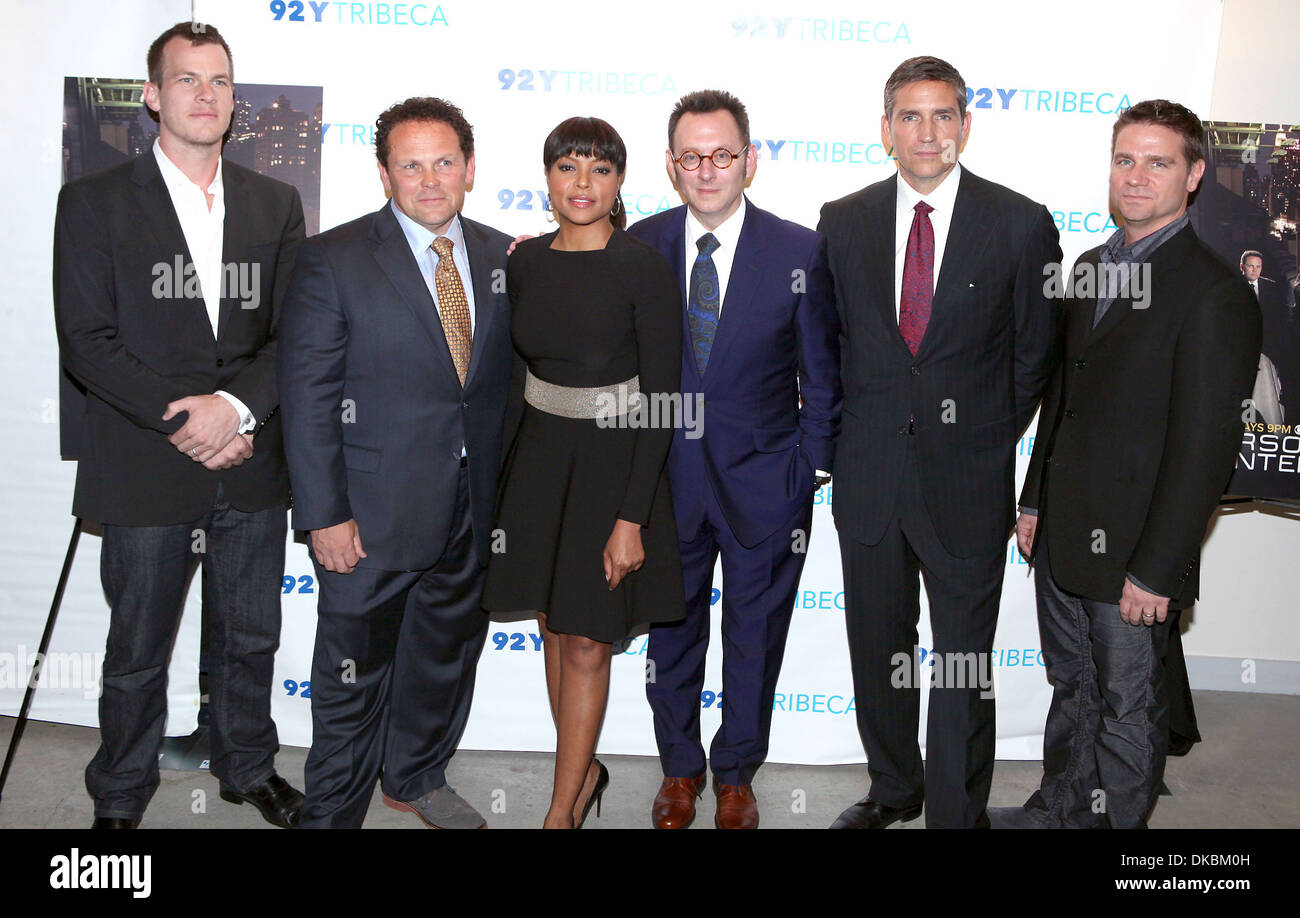 Il cast di persona di interesse L-R Jonathan Nolan Kevin Chapman Taraji P Henson Michael Emerson Jim Caviezel Greg Plageman a Foto Stock