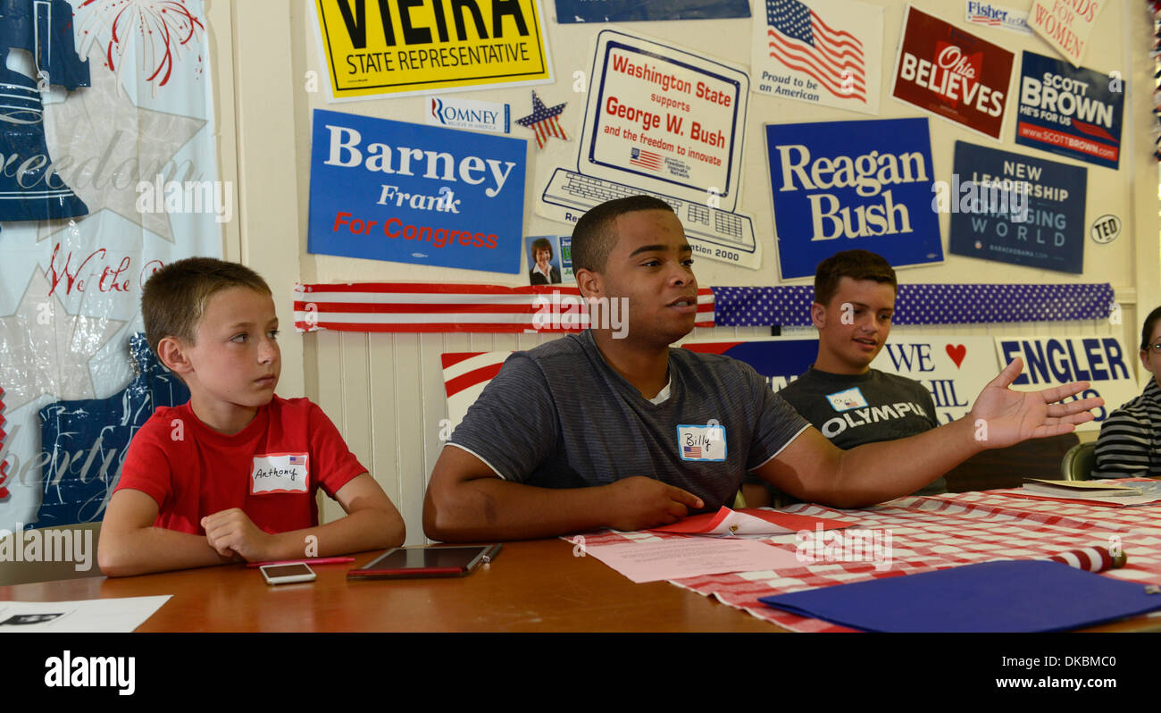 I partecipanti dibattito presso il Camp USA, una settimana due apartitica camp per media ed alta scuola gli studenti interessati in politcs. Foto Stock