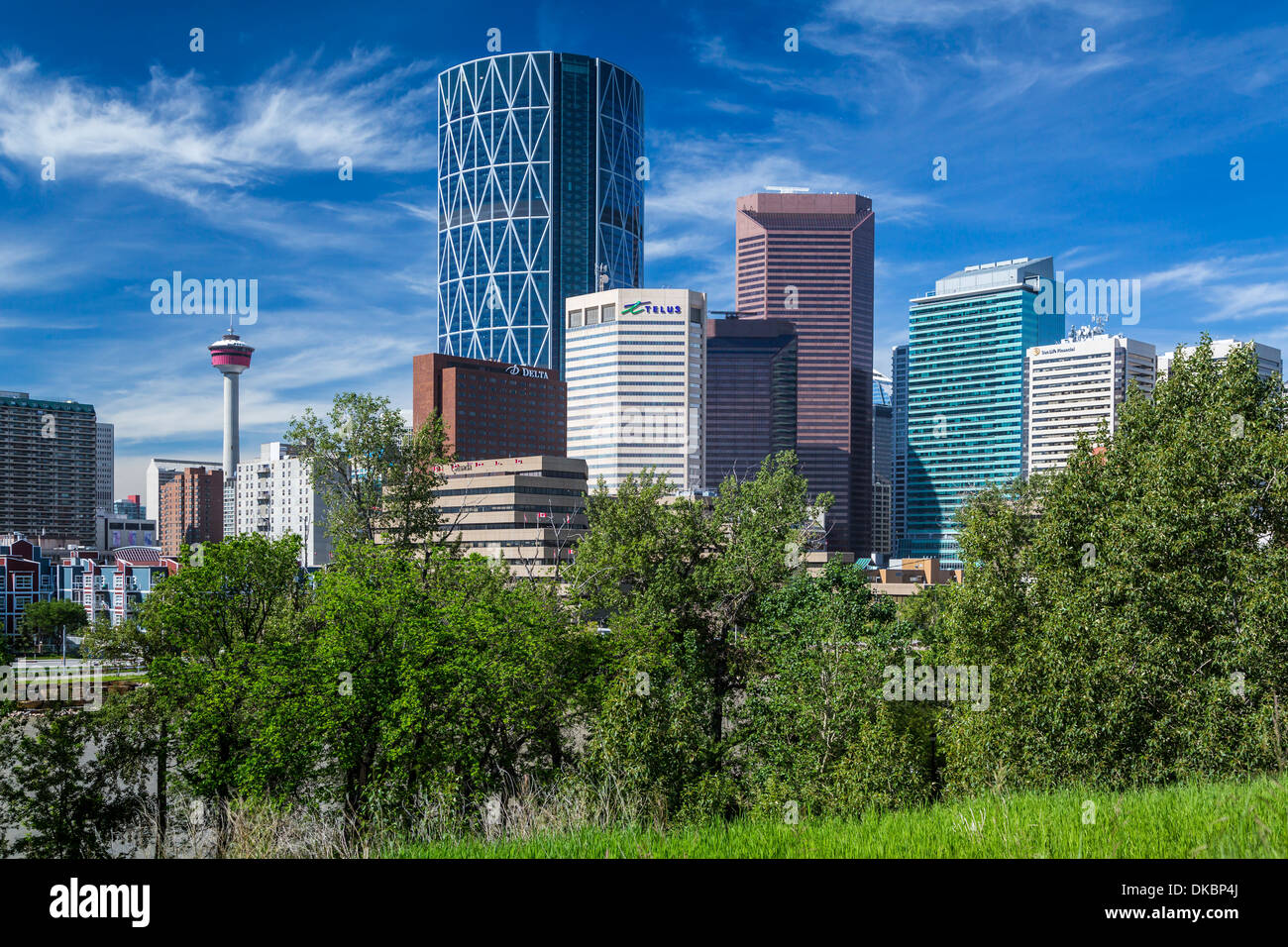 Lo skyline della città di Calgary, Alberta, Canada Foto Stock