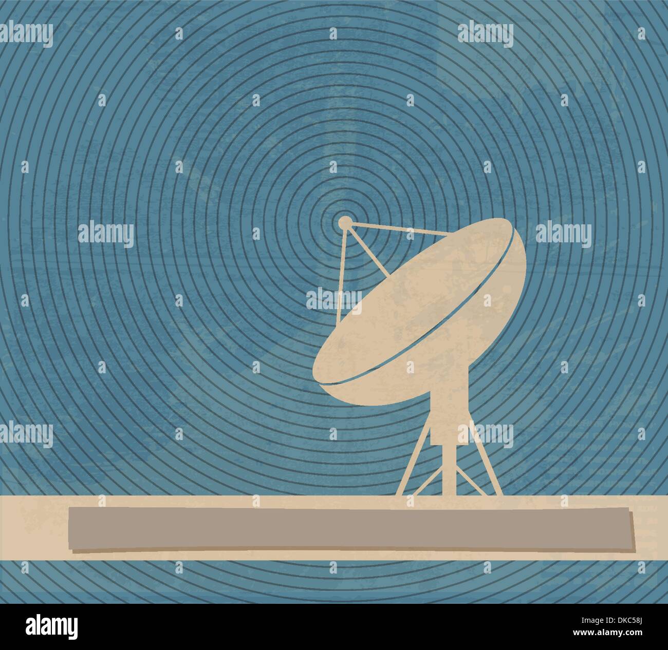 Parabola satellitare. Poster retrò Illustrazione Vettoriale