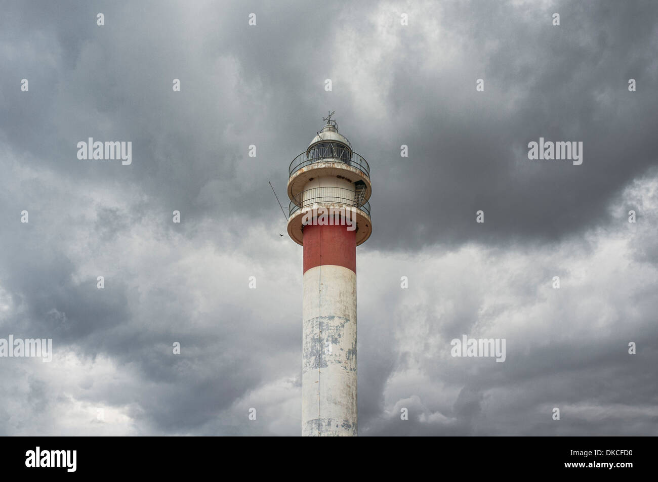 La sezione superiore del faro in Huelva, Spagna Foto Stock