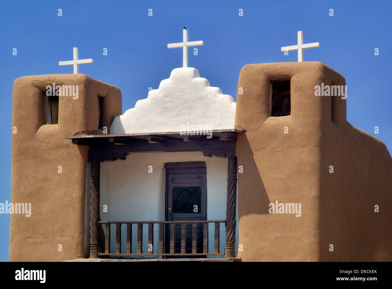 San Geronimo chiesa in Pueblo de Taos. Taos, Nuovo Messico. Foto Stock