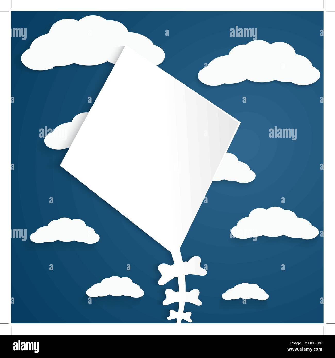 Kite su uno sfondo blu con le nuvole Illustrazione Vettoriale