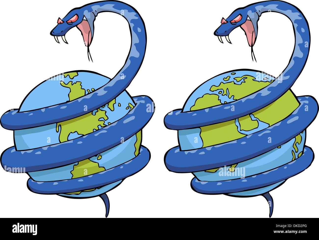 Il serpente avvolto attorno al globo illustrazione vettoriale Illustrazione Vettoriale