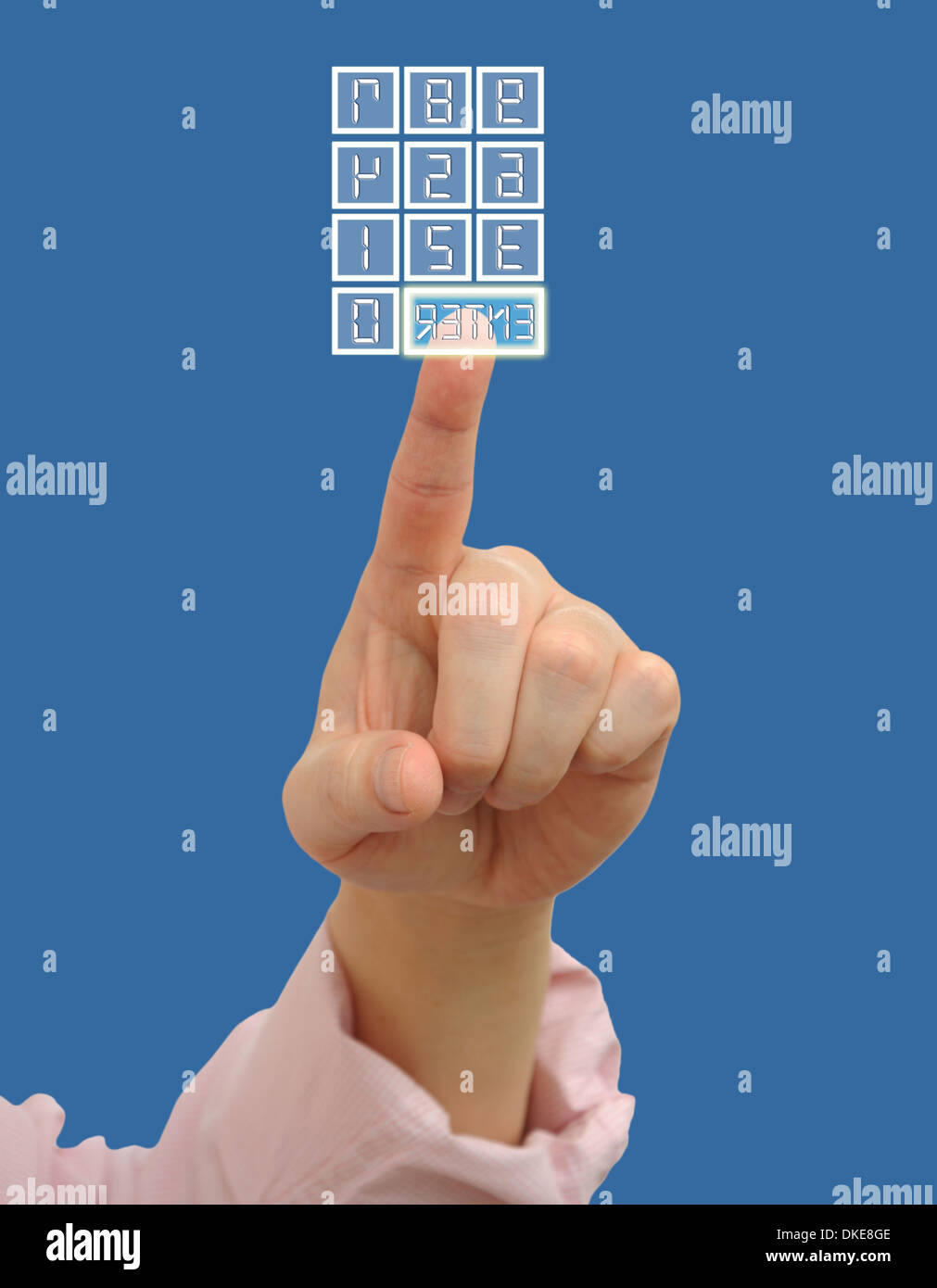 Premendo il numero di pin sullo schermo Foto Stock