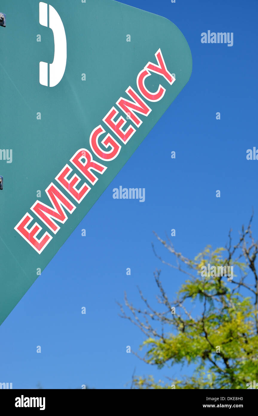 Segno di emergenza Foto Stock