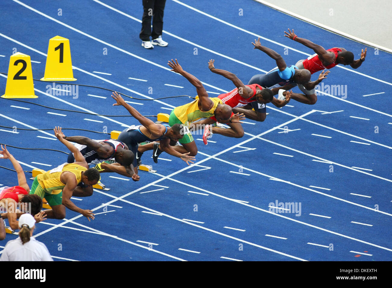 Aug 16, 2009 - Berlino, Germania - 100m Mens semifinale durante il dodicesimo IAAF Campionati del Mondo di atletica leggera tenutosi a Stadio Olimpico di Berlino. (Credito Immagine: © Aleksander V. Chernykh/PhotoXpress/ZUMA Press) Foto Stock