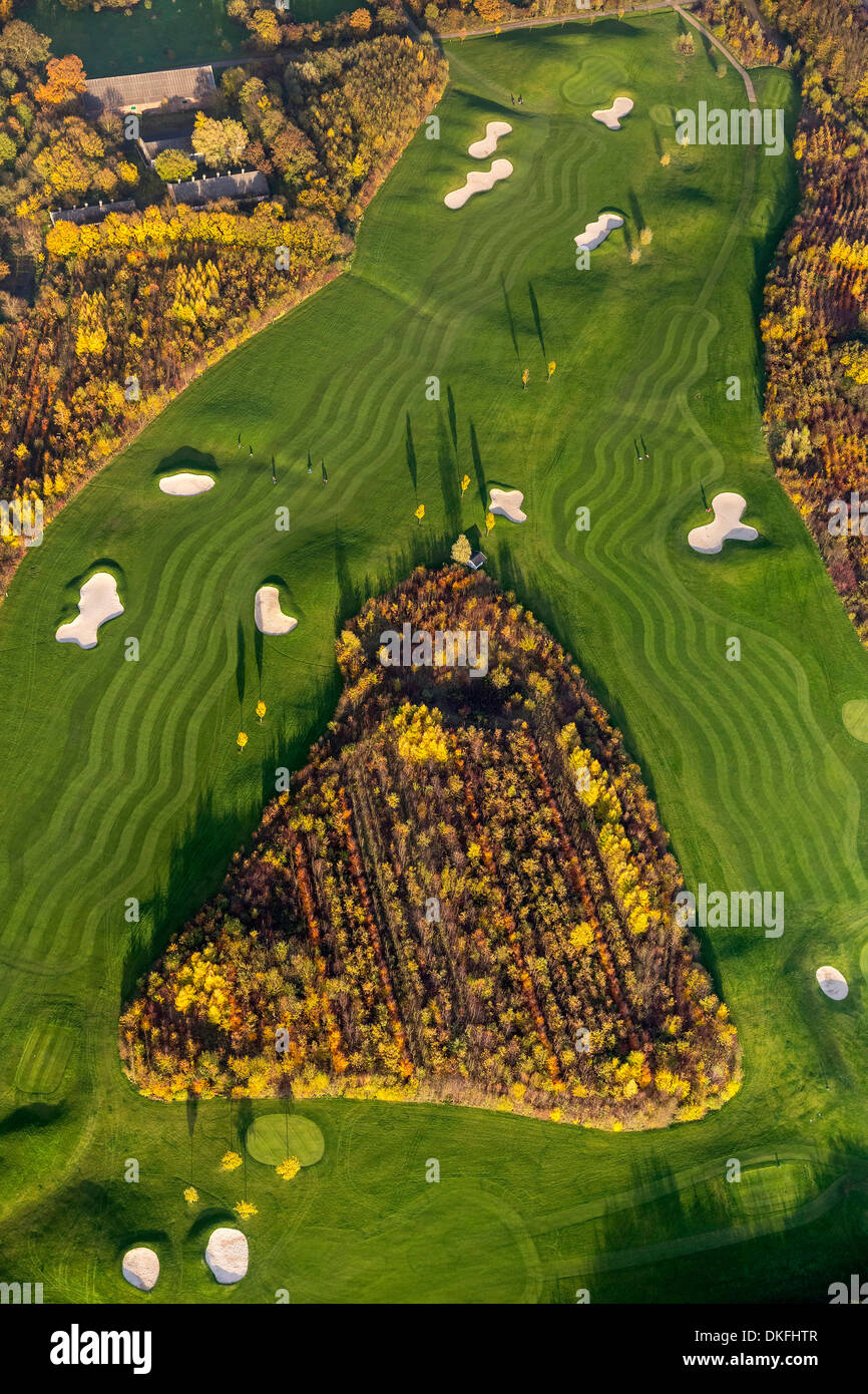 Golf e più Duisburg, campo da golf, a Remberger vedere il lago, vista aerea, Huckingen, Duisburg, la zona della Ruhr, Renania settentrionale-Vestfalia Foto Stock