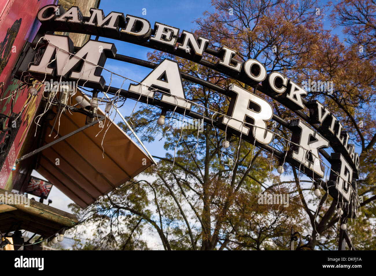 Camden Lock Village Market - Segno di ingresso Foto Stock