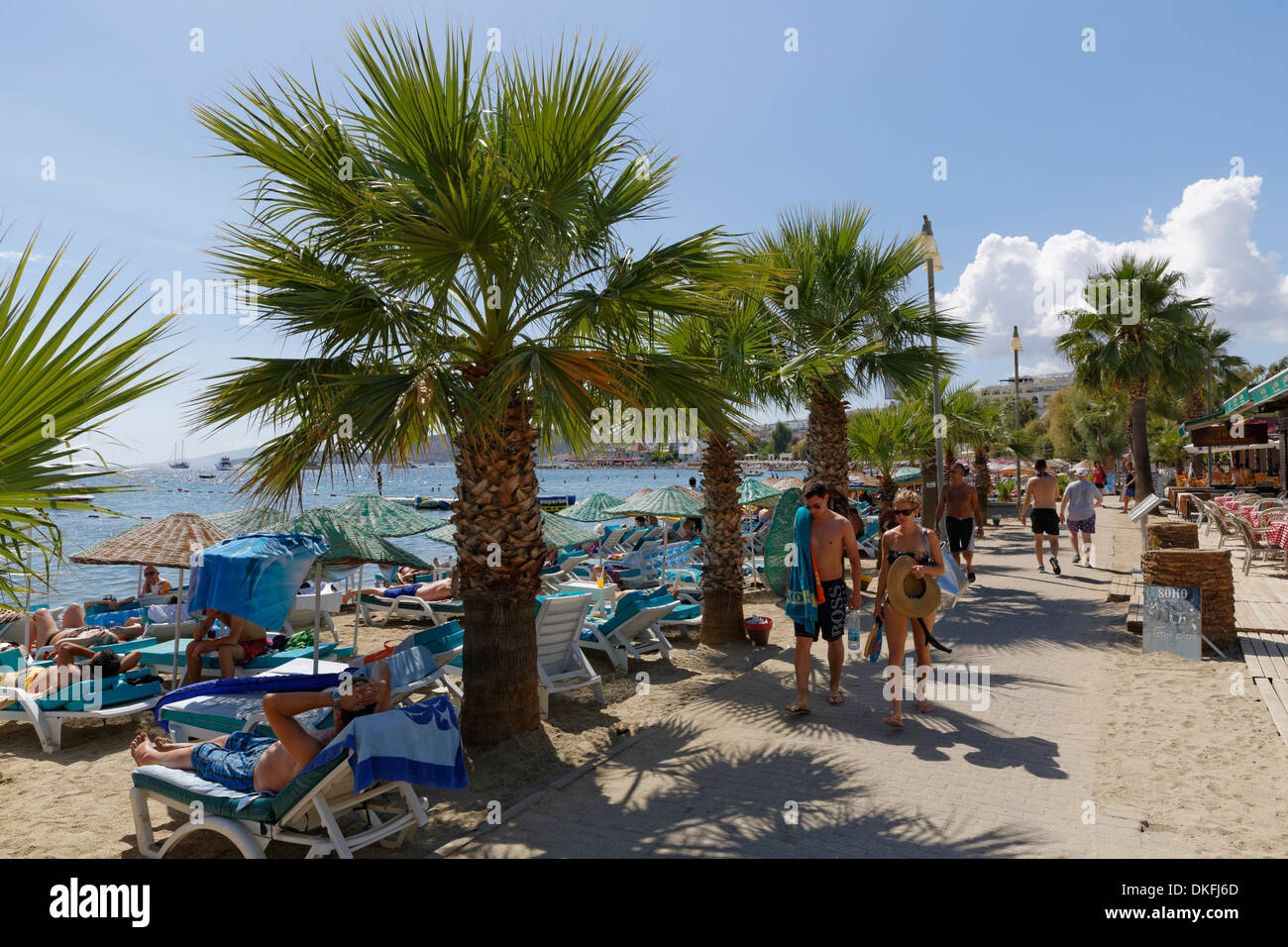 Lungomare di Gümbet, penisola di Bodrum, Bodrum Muğla, provincia, regione del Mar Egeo, Turchia Foto Stock