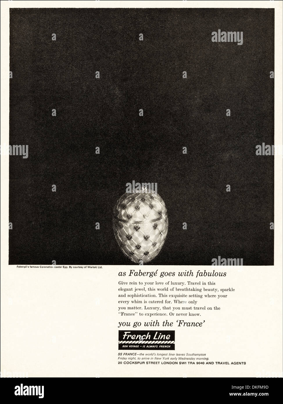 Negli anni sessanta la rivista vintage pubblicità pubblicità linea francese transatlantici Foto Stock