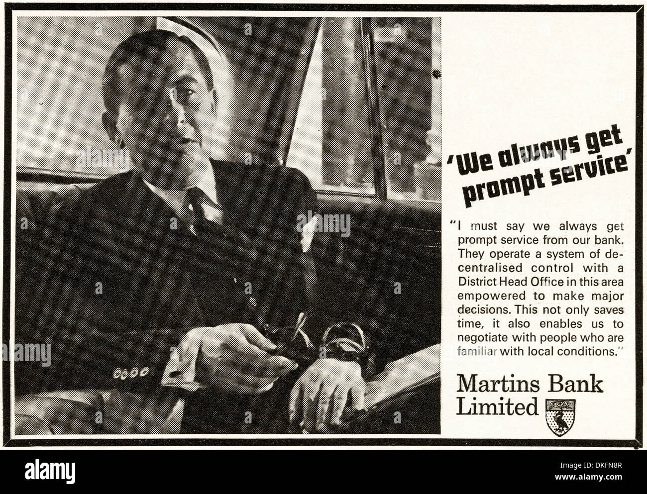 Negli anni sessanta la rivista vintage pubblicità pubblicità MARTINS BANK LIMITED Foto Stock