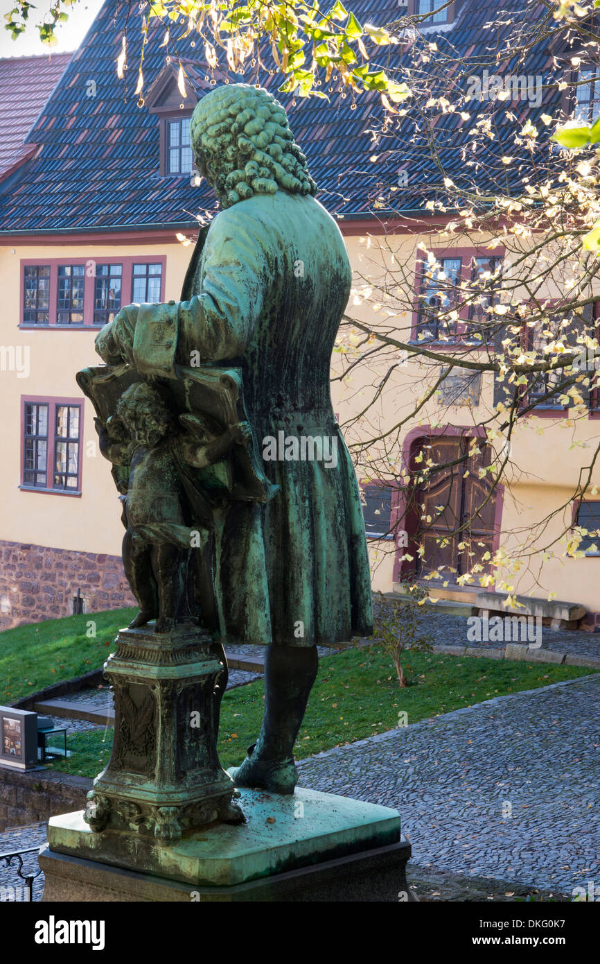 Casa di Bach con bach memorial in autunno la luce, città di Eisenach, Turingia, Germania, Europa Foto Stock